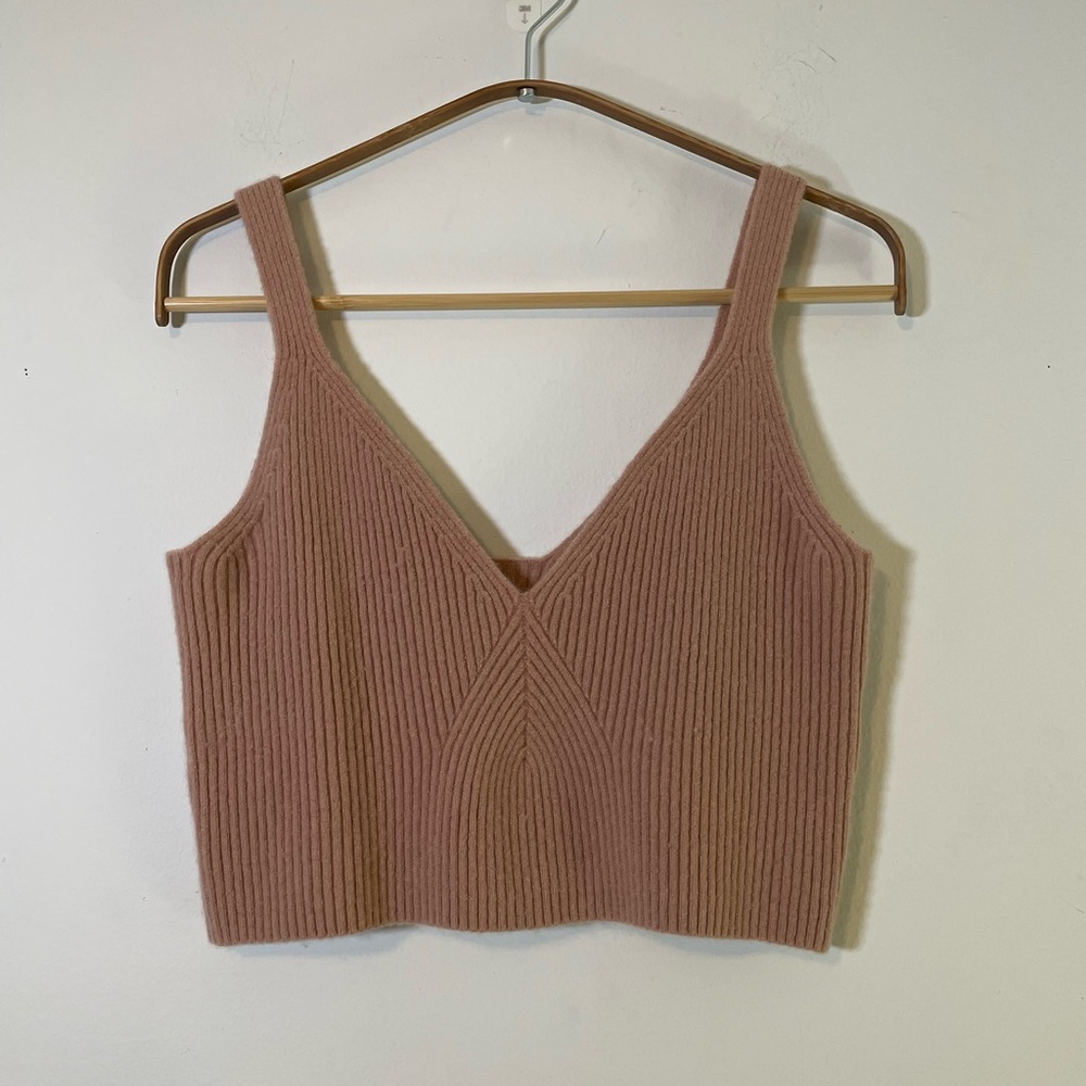 J. Crew CASHMERE Mauve Ribbed Knit Tank Top
